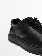 Contrast leather trainers