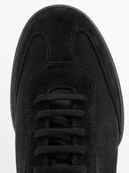 Split leather trainers with contrast soles