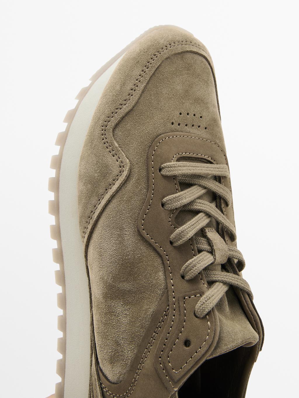 Split suede trainers
