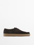 Moc toe split suede shoes