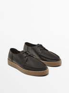 Tumbled nappa leather moc toe shoes