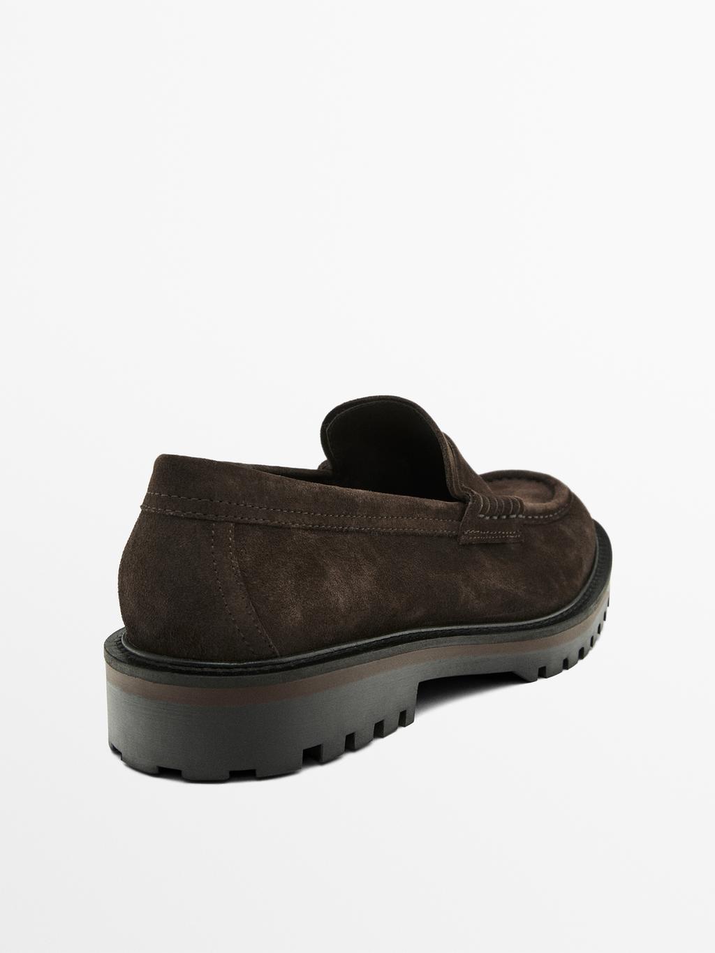 Track sole penny loafers