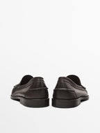 Oiled leather penny strap loafers