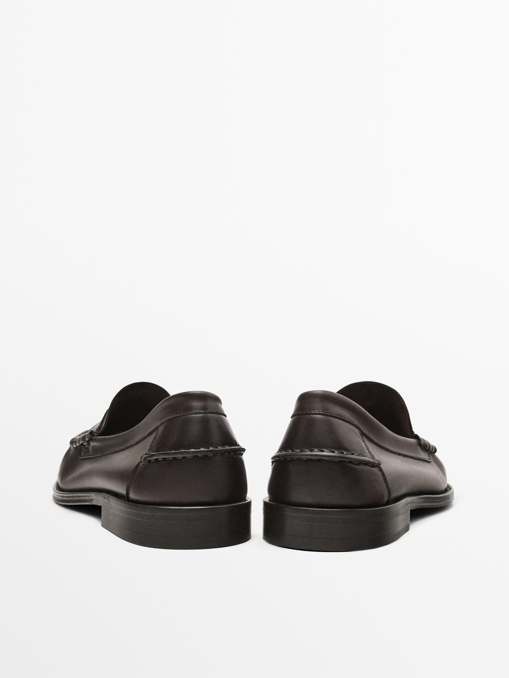 Oiled leather penny strap loafers