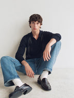 Leather loafers with penny strap