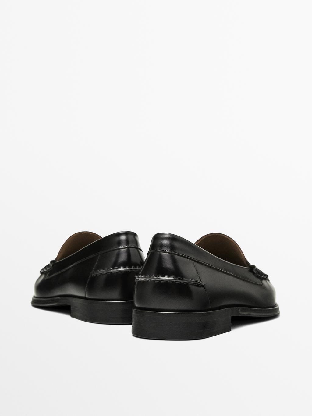 Leather loafers with penny strap
