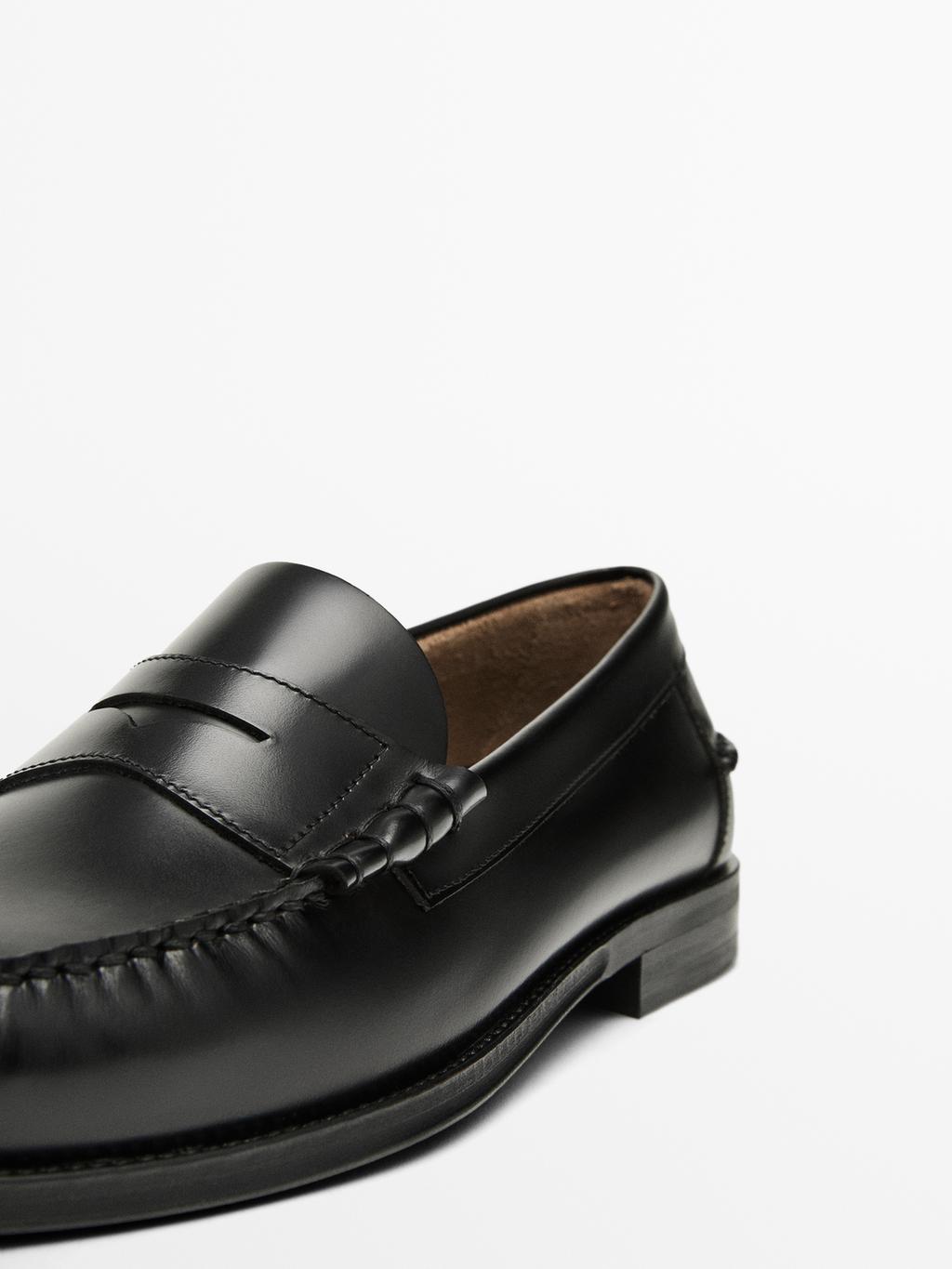 Leather loafers with penny strap