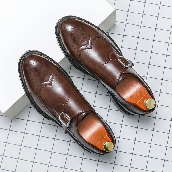 Genuine leather brogue dress shoes
